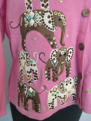 Design Options Philip & Jane Gordon Cardigan Sweater Elephant Palm