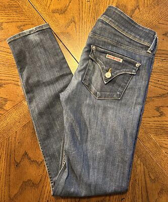 Hudson Collin Flap Pocket Blue Stretch Mid Rise Blue Skinny Jeans Size 27
