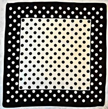 SCARF VINTAGE AUTHENTIC ITALY POLKA DOT ART BLACK WHITE 20" SQUARE SMALL