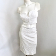 LuLus 2 pc Sequin Dress Womens L White Strappy Sleeveless Short Party Wedding