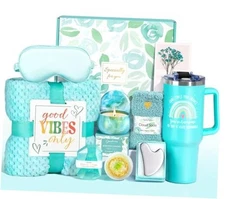 Birthday Gifts for Women, Unique Self Care Gifts Get Well Soon Basket, Green