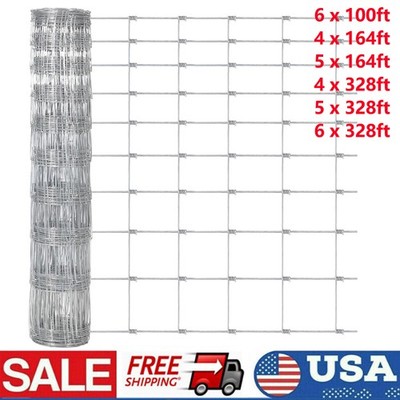 6 Size Farm Fence Heavy Duty Galvanized Wire Cattle Fence Animals Protection US