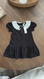Janie and Jack Girls Black & White Fit & Flare Peter Pan Collar Dress Sz 3