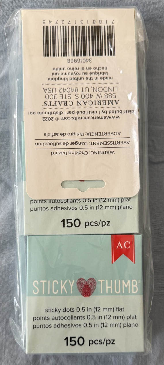 American Crafts Sticky Thumb Sticky Dots 150 pieces Lot of 3 NEW