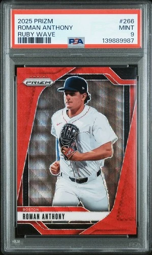 2025 Prizm Roman Anthony Ruby Wave #266 PSA 9 Mint Prizm Boston