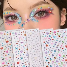 Face Rhinestone Stickers for Makeup - Self-Adhesive Acrylic Gems for Face Body