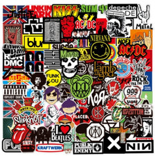 100PCS Rock Band Stickers Lot, Punk Heavy Metal Decals for Laptop Guitar Case
