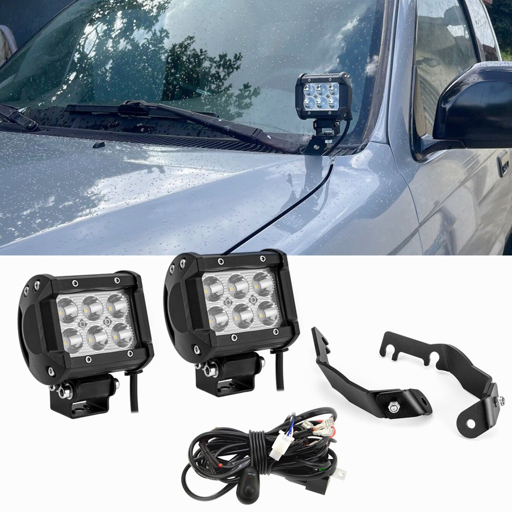 TAOUS LED Fog Light Pods & Hood Ditch Mount Kit For Toyota Tacoma 2016-2023 | 24W