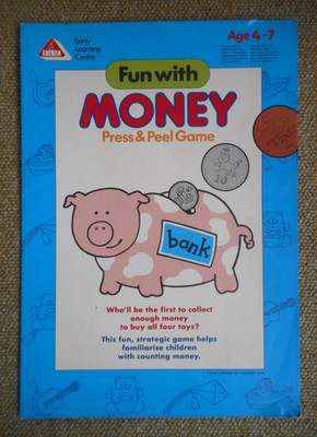 ELC ~ Spaß mit Geld ~ Press & Peel Spiel (Lernhilfe) Alter 4-7 ~ Zuhause oder Reisen