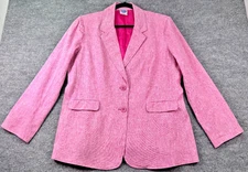 DG2 by Diane Gilman Pink Linen Blend Blazer Jacket Women’s XL Two Button Lined