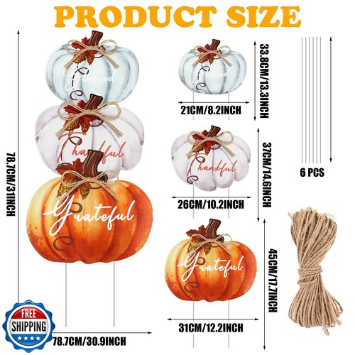 Geetery 3 piezas otoño calabaza decoración exterior otoño patio estacas 31 pulgadas plástico - Imagen 3 de 5