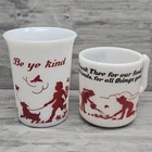 Vintage Hazel Atlas Be Ye Kind Child’s Milk Glass Cup 1950s Thank Thee Mug Lot