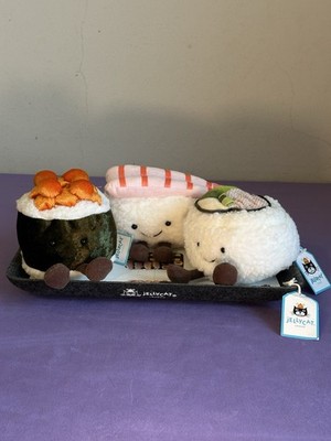 NEU Jellycat Set Silly Sushi Maki, Nigiri, Kalifornien und Tablett nicht mehr produziert alle neu mit Etikett