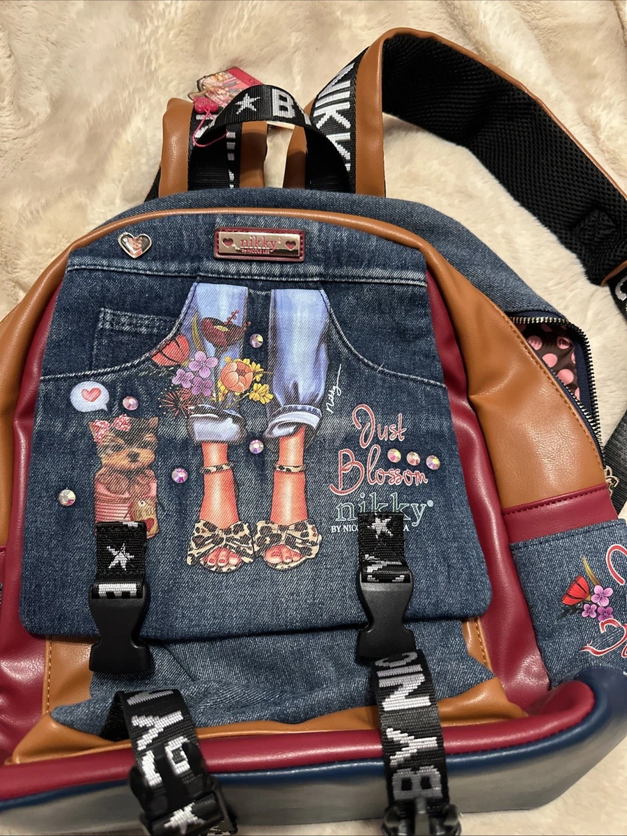 Nicole Lee Black Faux Leather Mini Backpack with Graphic Patch Nicole Lee New Mini Backpack and MULTI-WEAR Bag | eBay main image 2