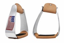 Horse Western 5" Wide Aluminum Flag Angled Slanted Stirrups Knee Relief 5199