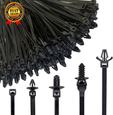 160Pcs Universal Nylon Push Mount Cable Zip Tie Self Locking Cable Strap Heavy 