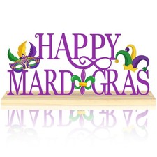 Happy Mardi Gras Metal Table Sign, Mardi Gras Table Decoration Centerpiece, M...
