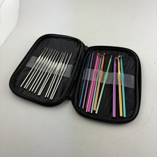 23 Pc Set Ergonomic Aluminum Crochet Knitting Yarn Hooks With Case 0.75 6.5mm