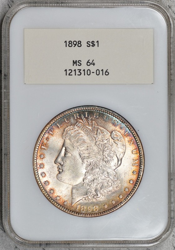 1898-P Morgan Dollar NGC MS64 White Label Old Fatty Holder 2.0 Gem! #7GHO