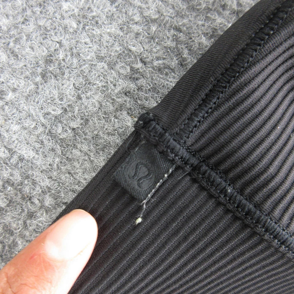 Lululemon Sports Bra Womens Small Black Ribbed Longline V Neck Yoga Training - Image 2 of 4