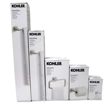 Kohler Mavera Bath Accessory Set 24" 18" Towel Bar Toilet Paper Towel Ring Robe