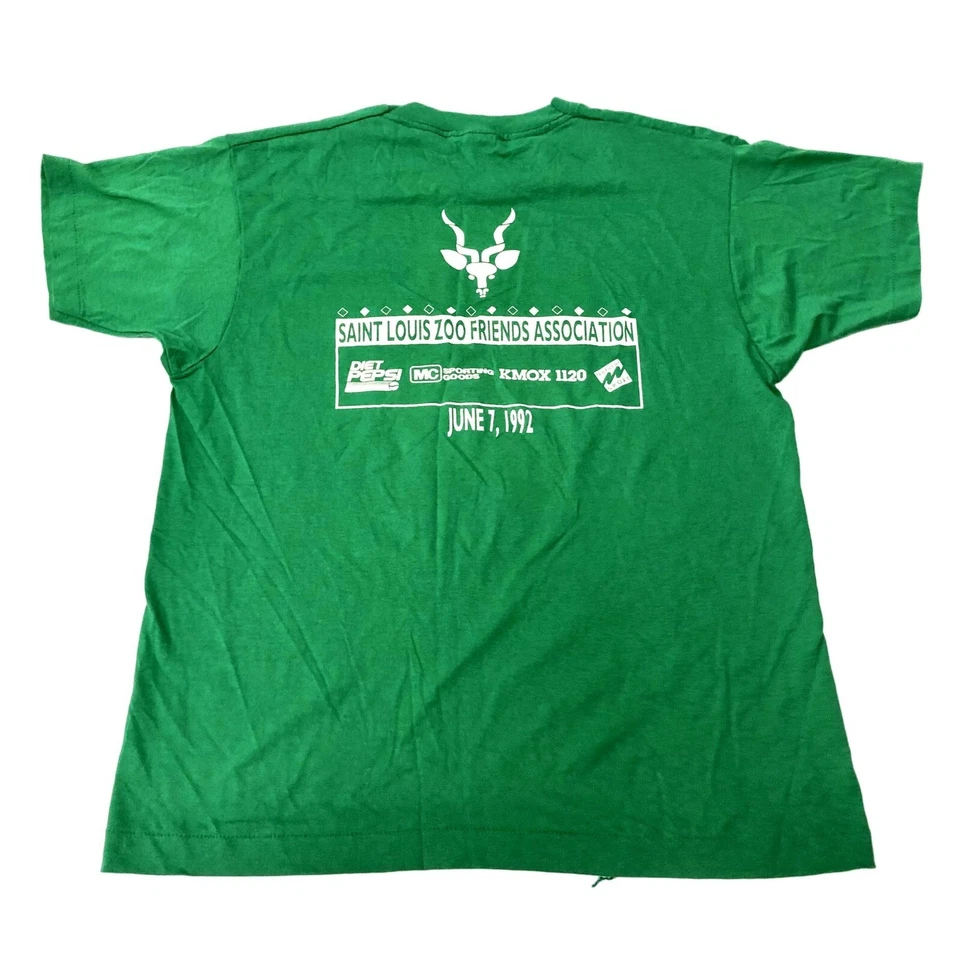 Camiseta De Colección Años 90 Pantalla Estrellas Hombres Verde RUN FOR THE SIMIES Saint Louis ZOO 50/50 L Foto 3 de 4