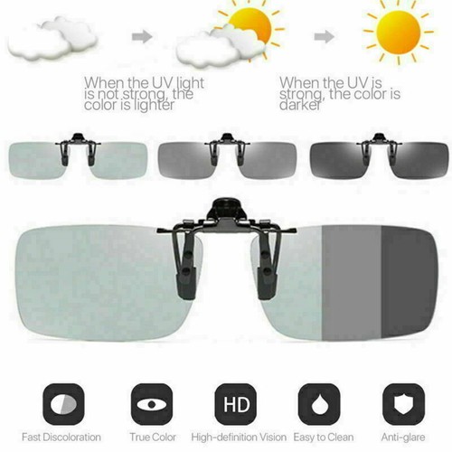 Polarized Photochromic Sunglasses UV400 Driving Fishing Lens Clip On Eyewear UK - Picture 3 of 12