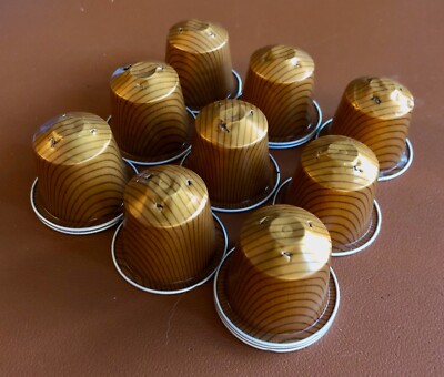 10 Stück Nespresso Kapseln leer & handgespült - Braun gestreift