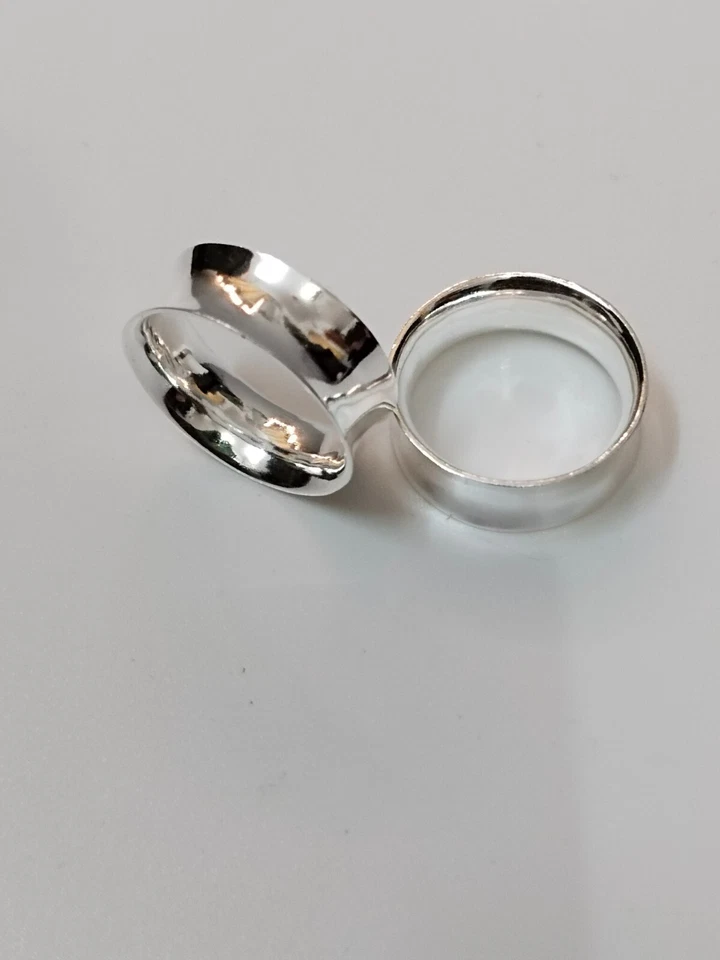 Sterling Silver Double Side Flare Plug, Tunnel Ear Stretcher Gauges, Silver Plug - Image 4 of 4