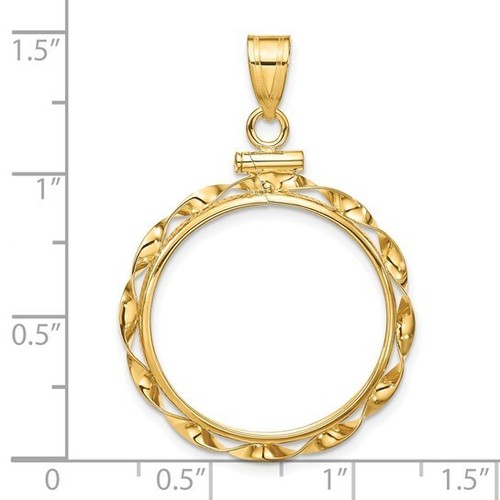 Colgante de cinta retorcida con bisel de moneda con tapa de tornillo American Eagle de oro real de 1/4 oz - Imagen 4 de 12