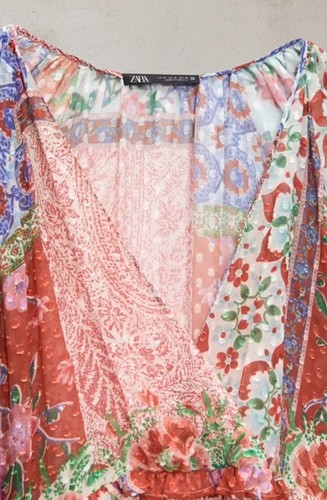 NWTZARA LONG SLEEVES PRINTED SWISS DOT LONG DRESS 228 - Picture 4 of 7