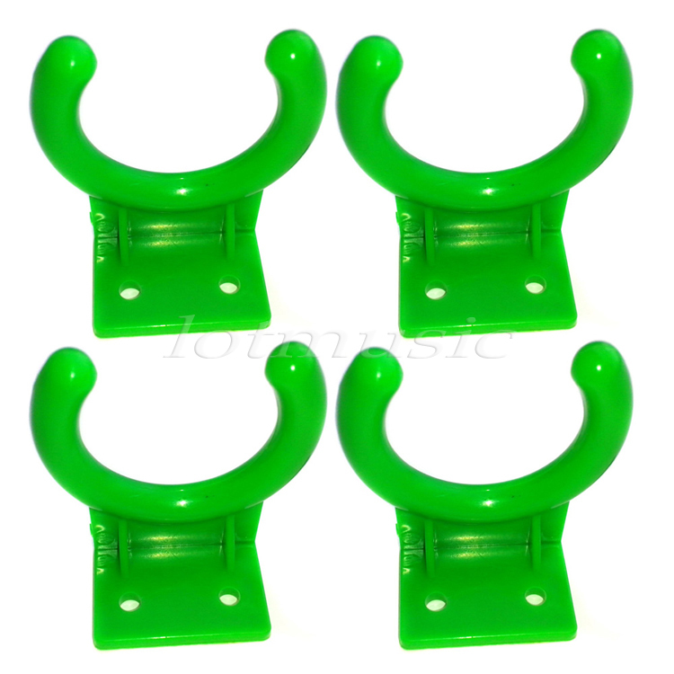 4X Green Plastic MIC Hook Hangers Wall Mount microphone Holders