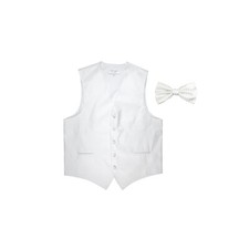 New Men's Tuxedo Vest Waistcoat Vertical Stripes Bowtie prom wedding party White