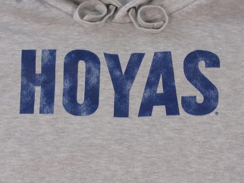 New Georgetown University Hoyas Mens Size L Gray Hoodie w/ Distressed Print - Picture 3 of 3
