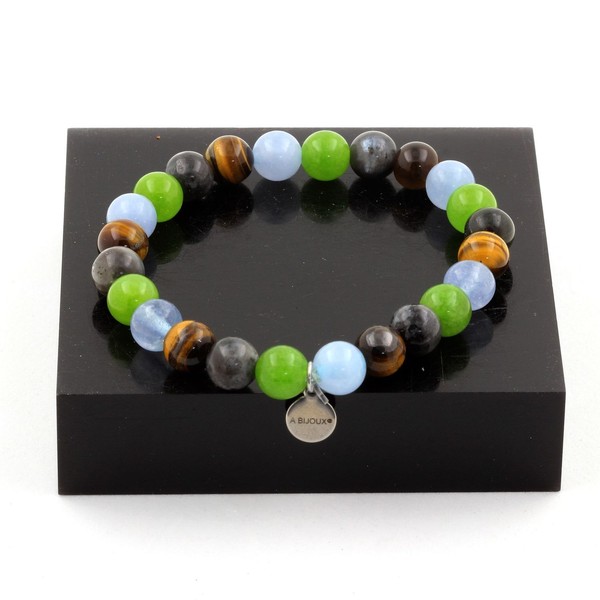 Mineralien Und Edelsteine. Armband Perlen Aquamarin + Tigerauge +-image