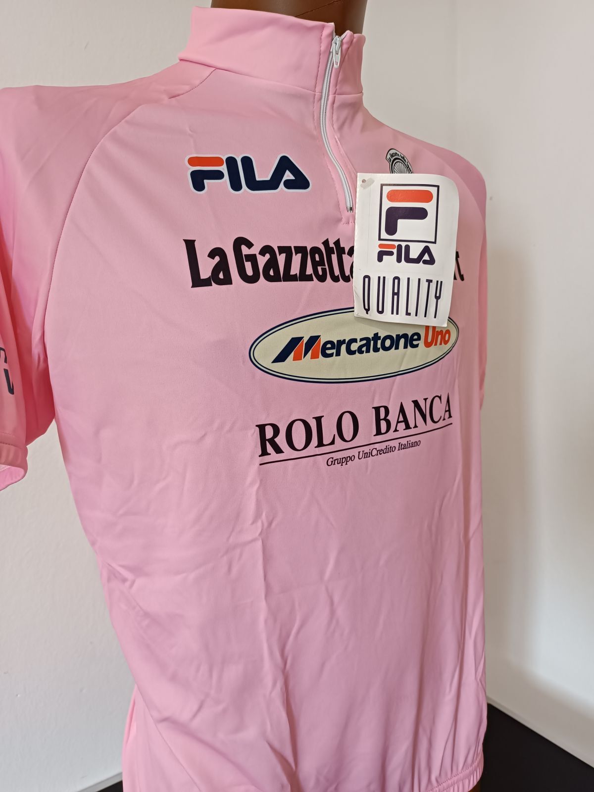 MAGLIA ROSA CICLISMO NUOVA CON CARTELLINO FILA MERCATONE UNO ROLO BANCA TG XXXXL
