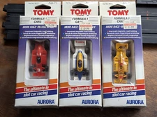 Aurora Tomy AFX F1 Ferrari Goodyear #3, Pennzoil Monroe #2 & Canon Tactel #5
