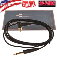 6 ft High Quality Tattoo Machine Power Supply RCA Clip Cord Angled 1.8M 10-PACK