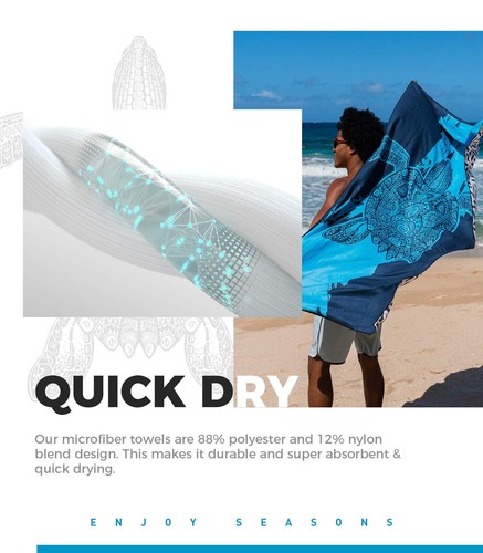 Microfiber Beach Towel - Oversized 71"x32" - Quick Dry Sand Free - Lightweigh... - Picture 3 of 7