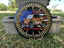 Side By Side/UTV/RZR American Flag Wall Clock 12 Inch- 9mm/5.56 Inert