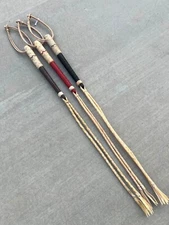 CUARTA CHARRA FINA HORSE WHIP. CHARRO SADDLE QUIRT. CHICOTE CUERO PARA CABALLO 