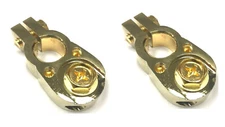 Gold Battery Terminal Positive/Negative Universal any size w/ 2 8 awg inputs 2pc