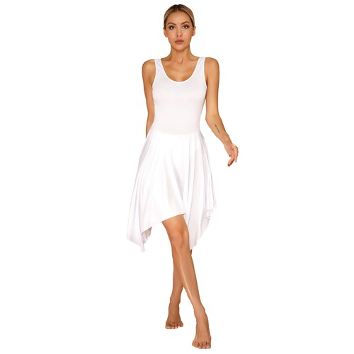 Womens One Shoulder Praise Dance Dress Liturgical Worship Tunic Overlay Dress - Picture 59 of 66