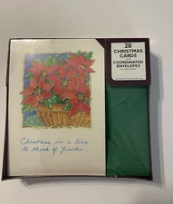 VINTAGE Paper Magic Group Christmas Cards. 20 Cards & Envelopes. (Poinsettia)