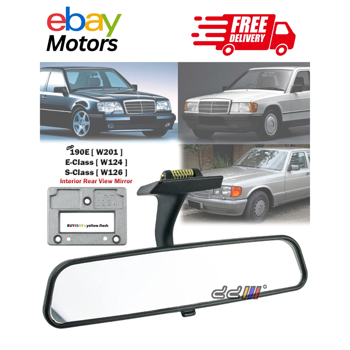 Espejo Retrovisor Interior Para Mercedes W124 Y W201 (190E) - Usado En Muy Buen Estado, Referencia 2018100417