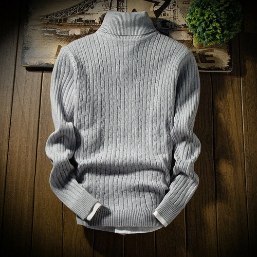 Herren Uni Langarm Rollkragen Strick Pullover Freizeit Pullover Pulli Tops - Bild 4 von 20