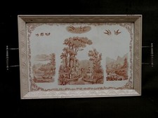 ANCIENNE GRANDE PLAQUE CARREAU PLATEAU FAIENCE DE LONGWY SCENES ANIMEES 54 x 37