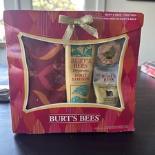 Burt's Bees Mani Pedi Gift Set 4pc Hand Cream, Balm, Foot Lotion  Cosmetic Case