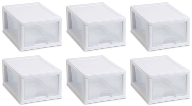 6 Sterilite 2350 Narrow Modular Stacking Clear Storage Drawer