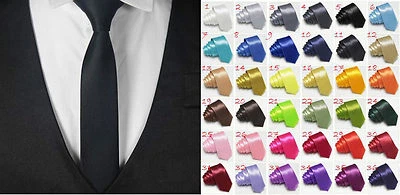 schmale KRAWATTE Business Slim Tie Schlips schmal zu Hemd große FARBAUSWAHL NEU - Bild 1 von 3